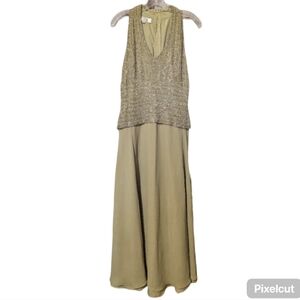 JKara Sage Green Silver Beaded Formal Gown. Size: 10